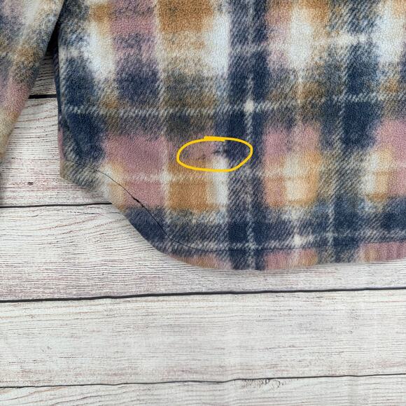 Columbia Jacket Womens Small Pink Brown Plaid Fleece Shacket Outdoors Pockets - Picture 6 of 12